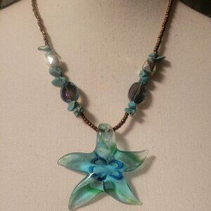 Vintage Erica Lyons Glass and Beads Starfish Necklace